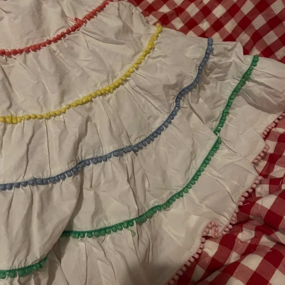 Mini Boden White Pom Pom Twirl Ruffle Skirt Girl's Size 5-6Y - Picture 4 of 9